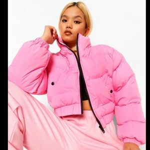 NWOT PLT Hot Pink Puffer Zip Jacket